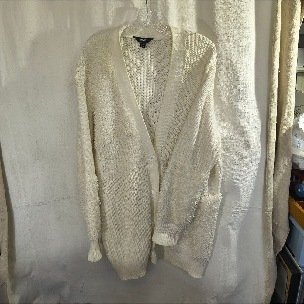 Vera Wang Women's XXL Off-White Long Sleeve Textured Cardigan